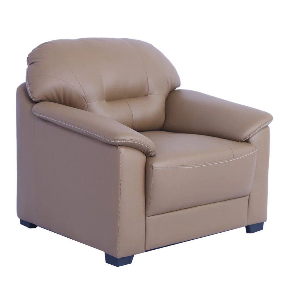 Croma Leatherette 1 Seater Sofa in Tan Brown Color image