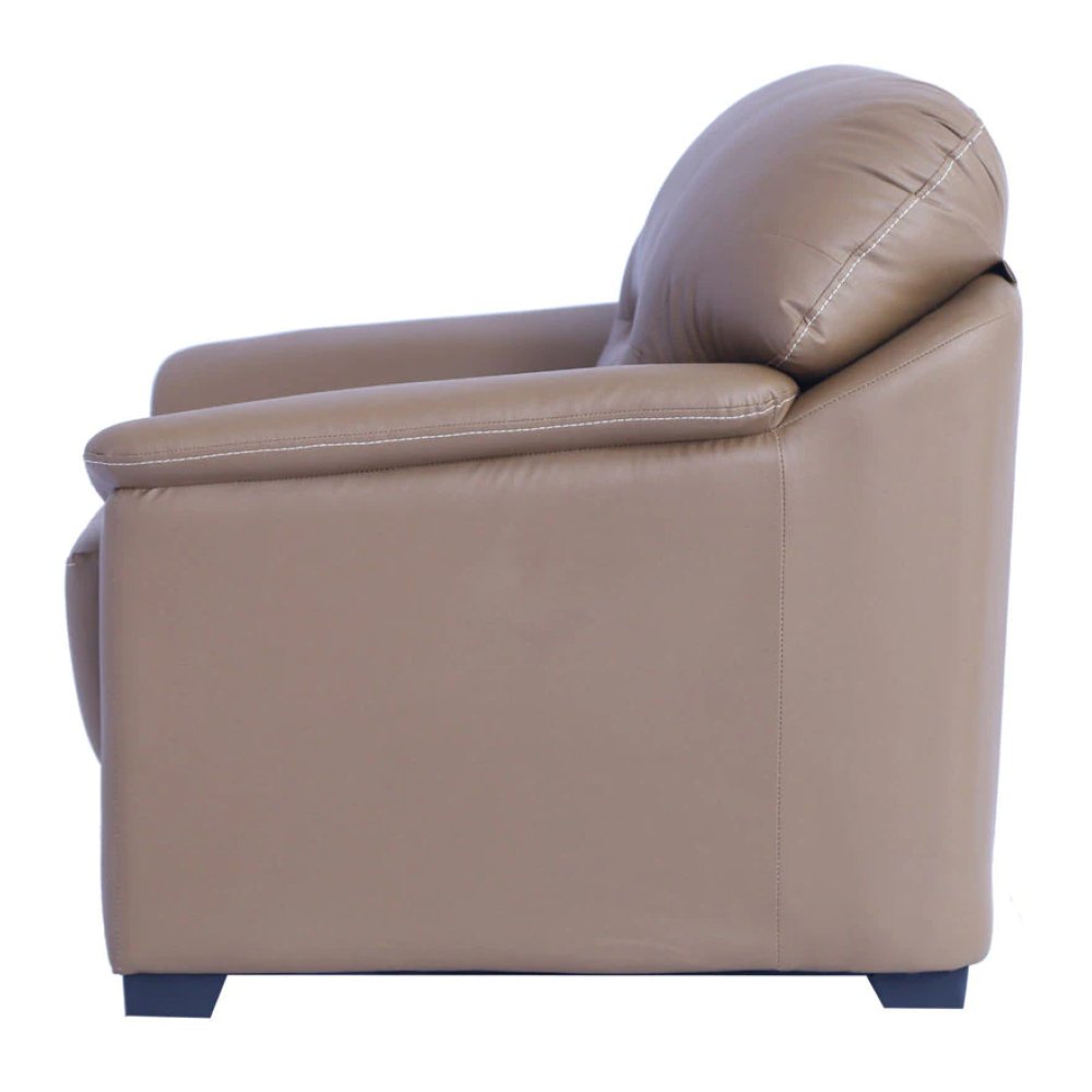 Croma Leatherette 1 Seater Sofa in Tan Brown Color image