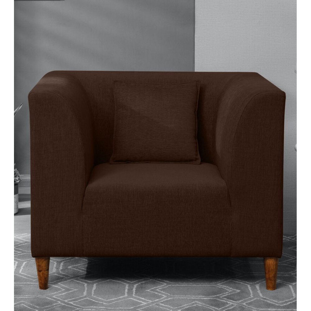 Armando Fabric 1 Seater Sofa In Brown Color image