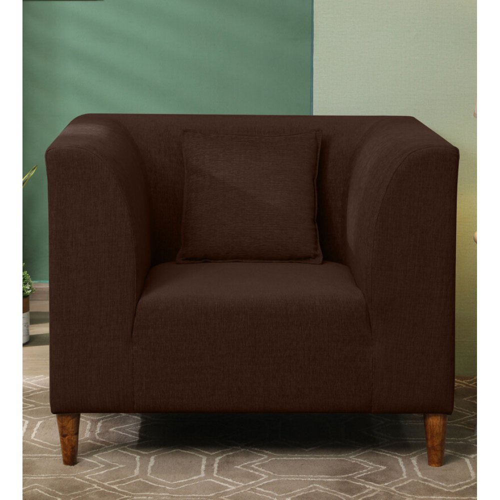 Armando Fabric 1 Seater Sofa In Brown Color image