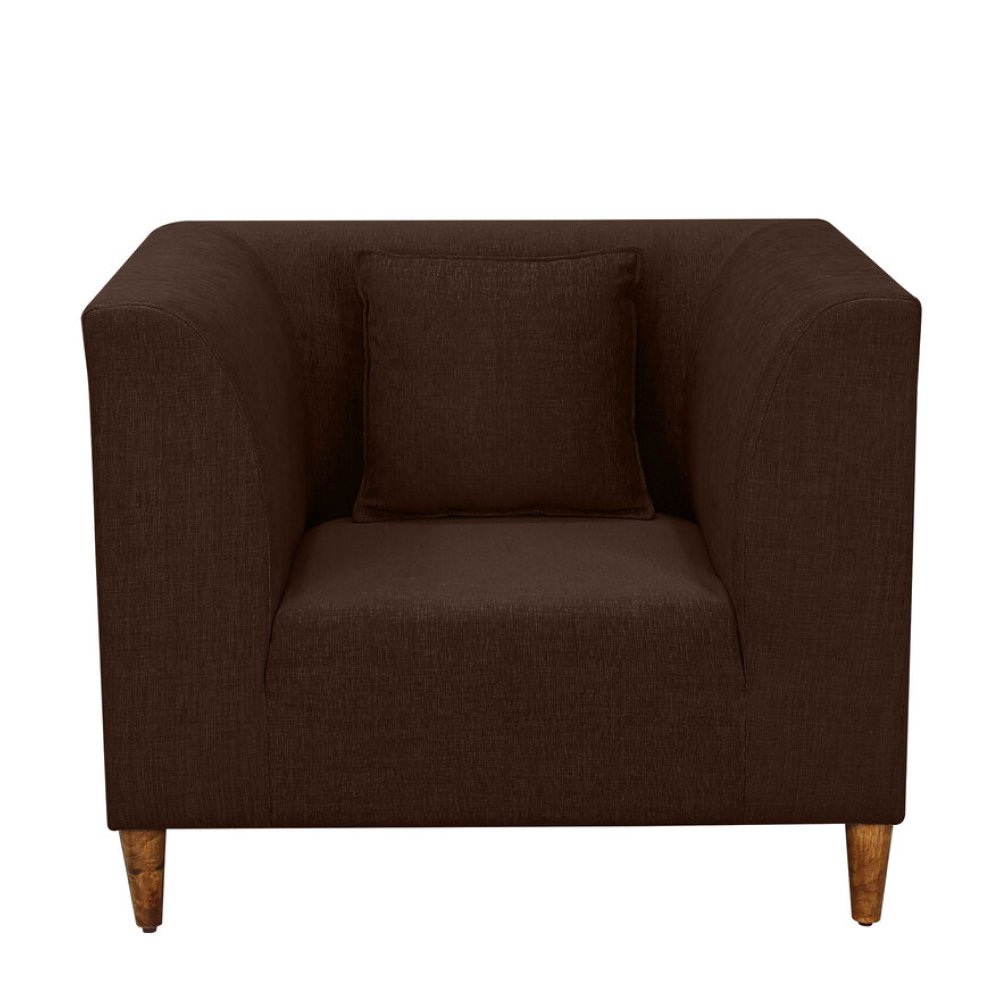 Armando Fabric 1 Seater Sofa In Brown Color image