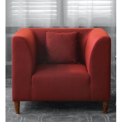 Armando Fabric 1 Seater Sofa In Garnet Red Color
