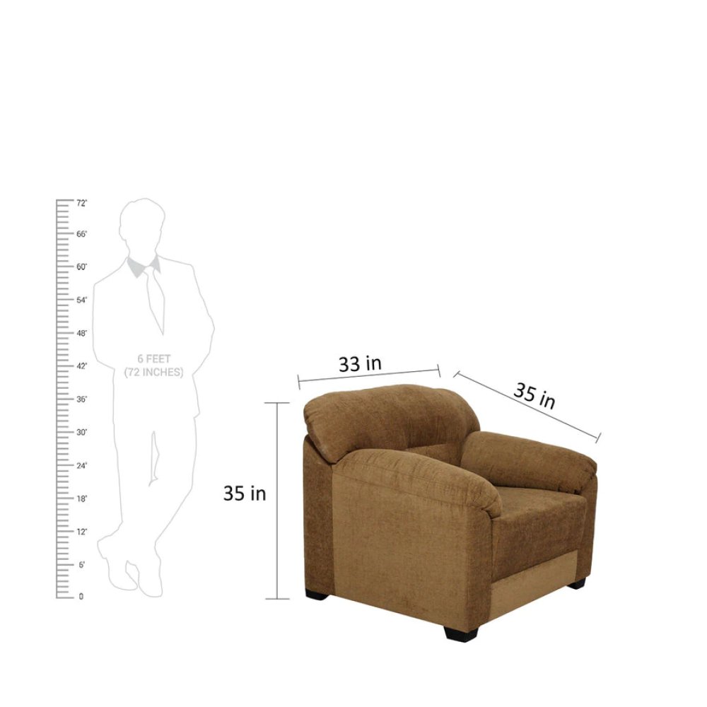 Colton Fabric 1 Seater Sofa in Coffee Brown Color image