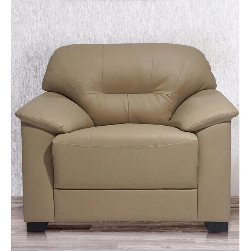 Croma Leatherette 1 Seater Sofa in Light Beige Color image