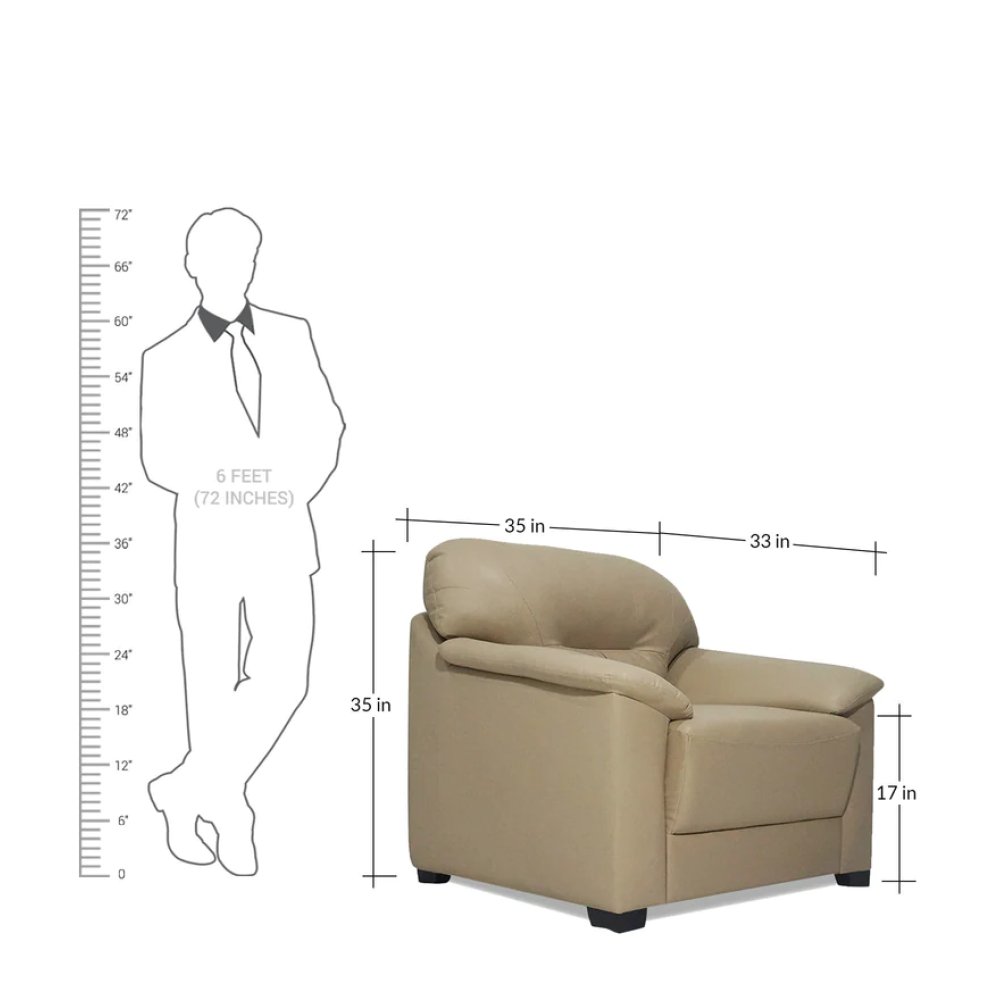 Croma Leatherette 1 Seater Sofa in Light Beige Color image