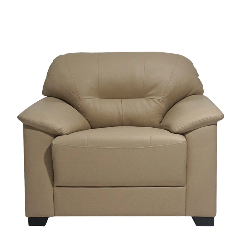 Croma Leatherette 1 Seater Sofa in Light Beige Color image