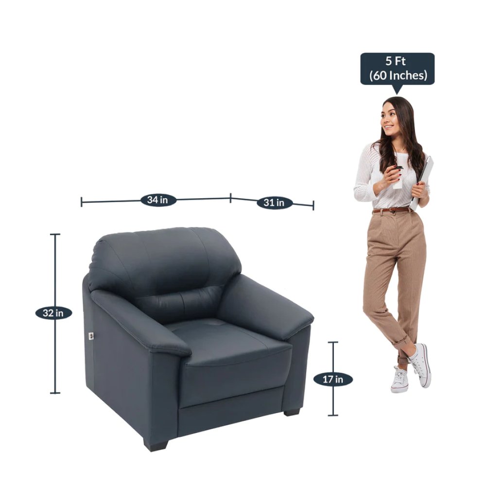 Croma Leatherette 1 Seater Sofa in Dark Blue Color image