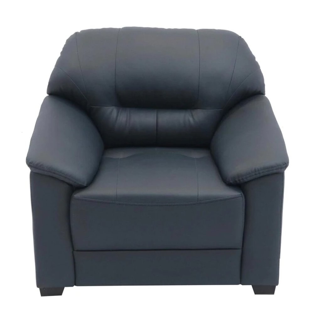 Croma Leatherette 1 Seater Sofa in Dark Blue Color image