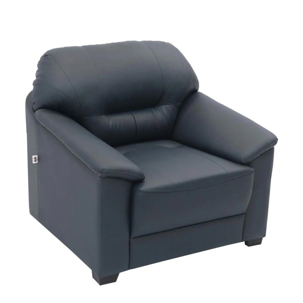 Croma Leatherette 1 Seater Sofa in Dark Blue Color image