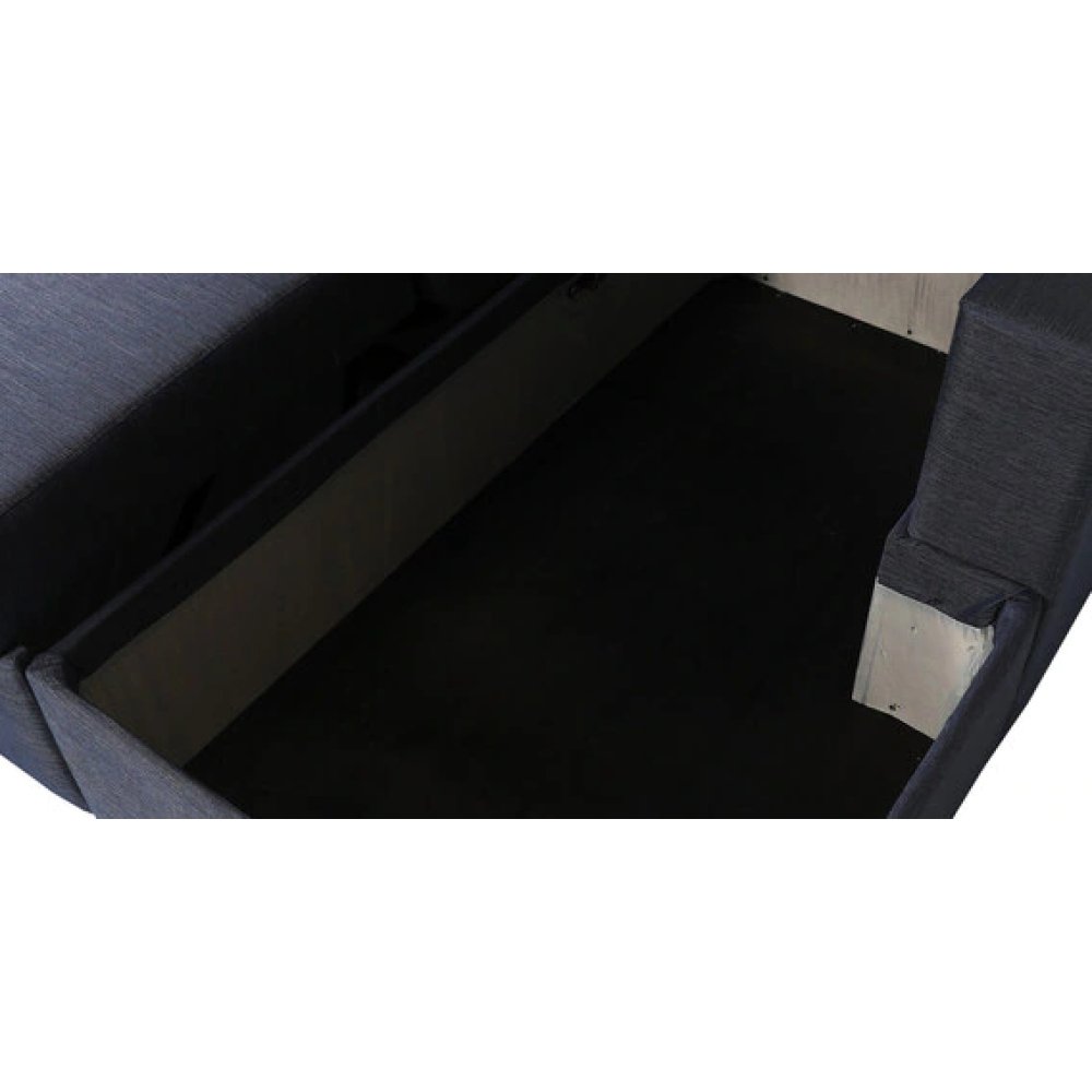 Luke Fabric Pull-Out Sofa Cum Bed in Dark Blue Color with Storage image