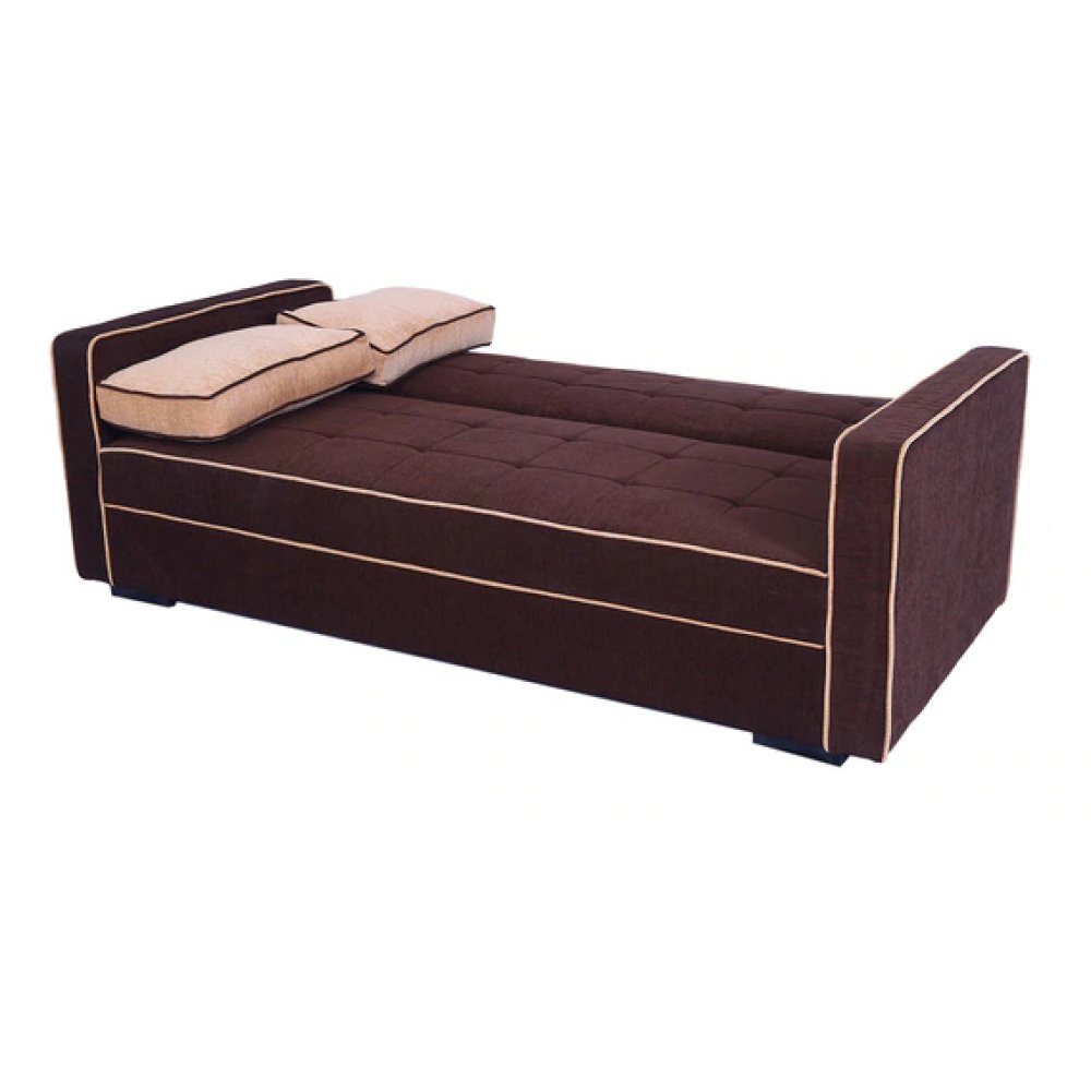 Russell Fabric Convertible Sofa Cum Bed in Dark Brown Colour image