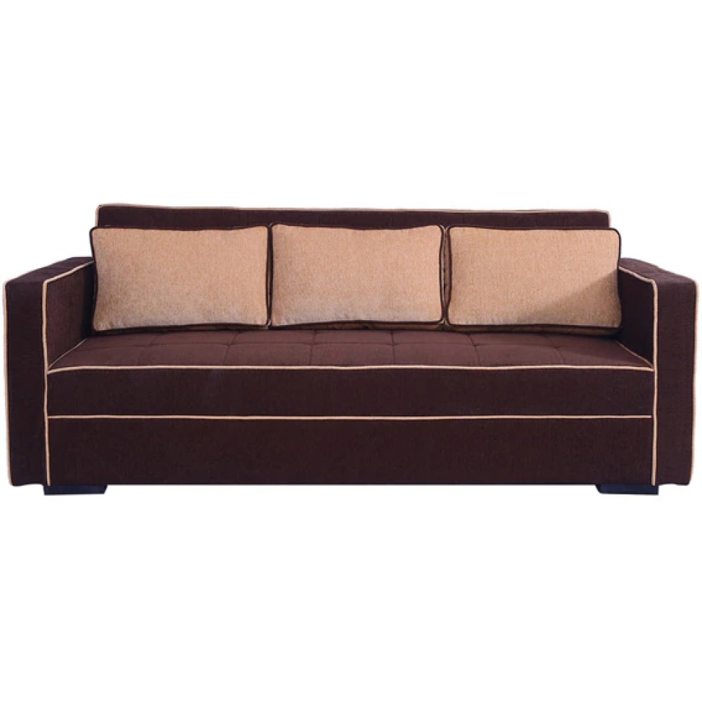 Russell Fabric Convertible Sofa Cum Bed in Dark Brown Colour image