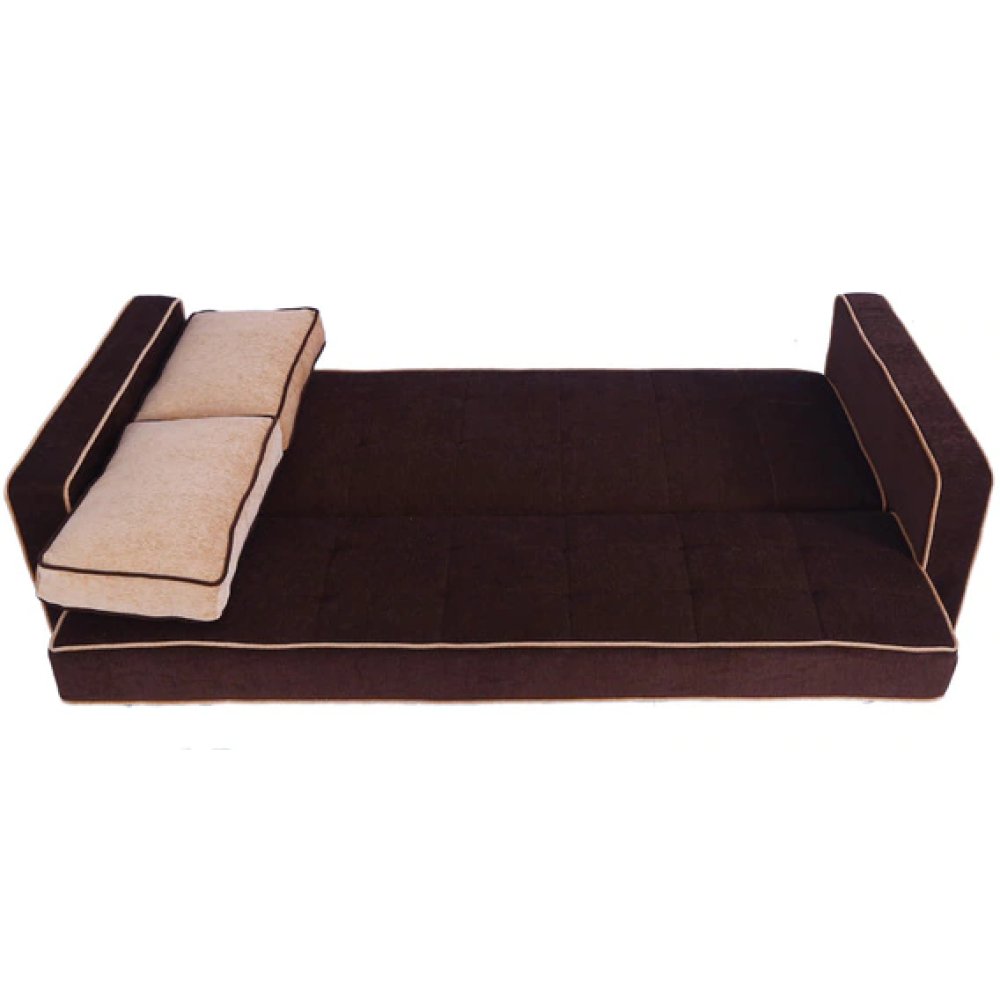 Russell Fabric Convertible Sofa Cum Bed in Dark Brown Colour image