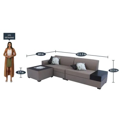 Nanaimo Fabric RHS Sectional Sofa in Brown Colour image