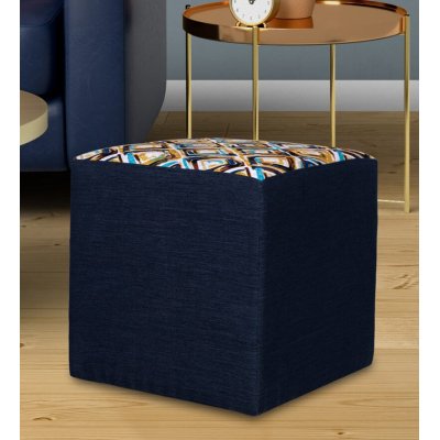 Joan Fabric Pouffe in Blue and Multi Color