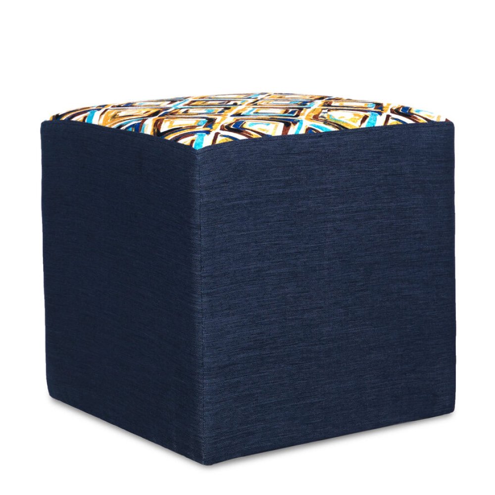 Joan Fabric Pouffe in Blue and Multi Color image