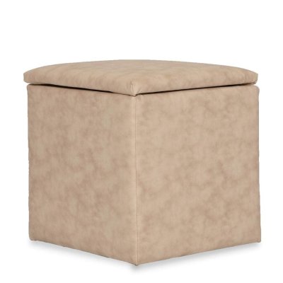 Avika Leatherette Ottoman in Beige in Color image