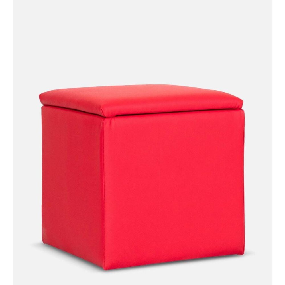 Avika Leatherette Ottoman in Red in Color image