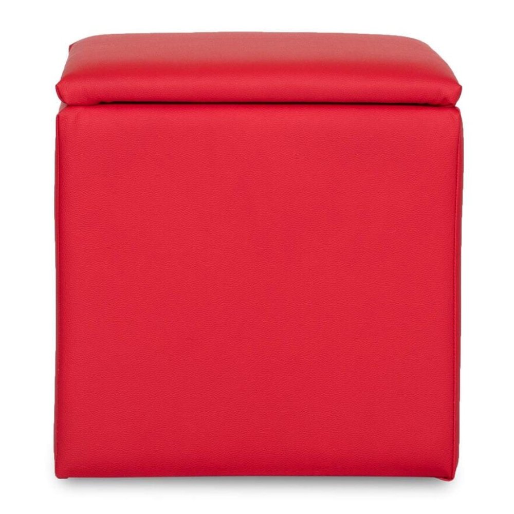 Avika Leatherette Ottoman in Red in Color image