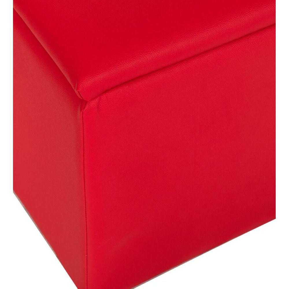 Avika Leatherette Ottoman in Red in Color image