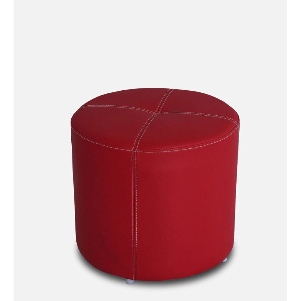 Douglas Leatherette Pouffe in Red Colour image