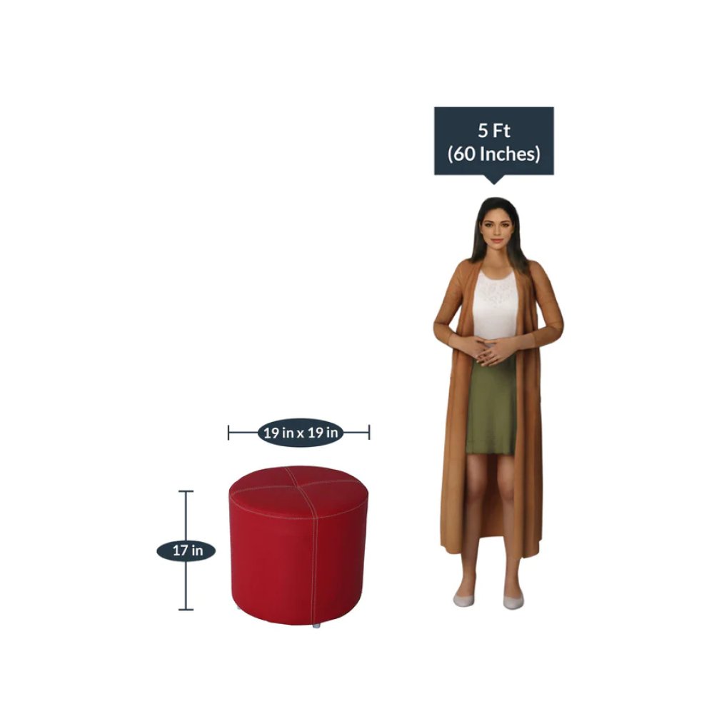Douglas Leatherette Pouffe in Red Colour image