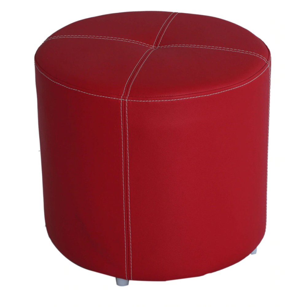 Douglas Leatherette Pouffe in Red Colour image