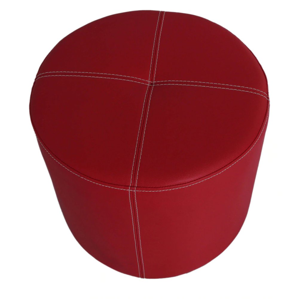 Douglas Leatherette Pouffe in Red Colour image