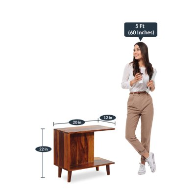 Inge Solid Wood End Table in Walnut Finish image