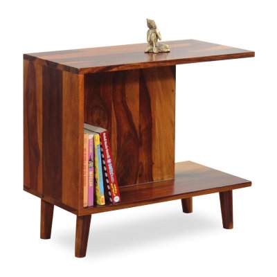 Inge Solid Wood End Table in Walnut Finish image
