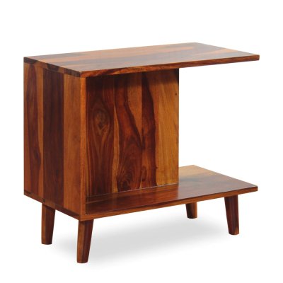 Inge Solid Wood End Table in Walnut Finish image