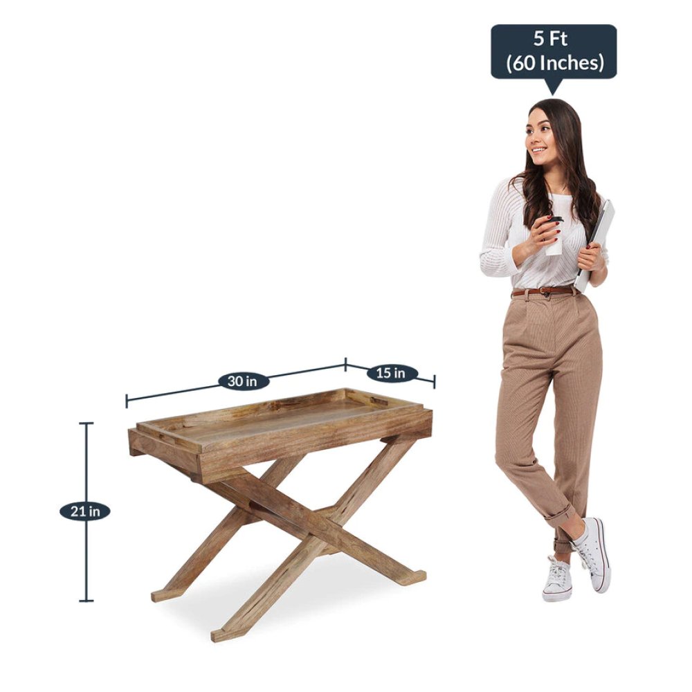 Vaina Sheesham Wood Nesting Coffee Table Set in Natural Finish with 2 stools image