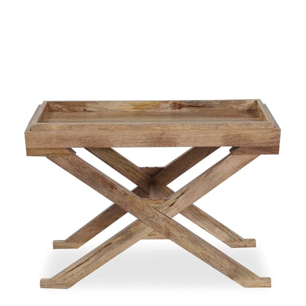 Vaina Sheesham Wood Nesting Coffee Table Set in Natural Finish with 2 stools image