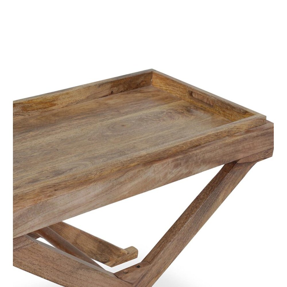 Vaina Sheesham Wood Nesting Coffee Table Set in Natural Finish with 2 stools image