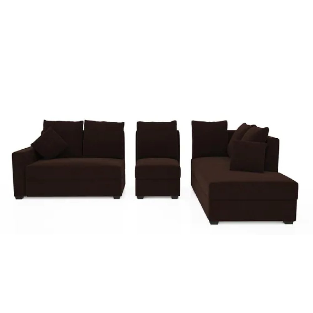 Jordan Fabric LHS Sectional Sofa(3+ Lounger)in Brown Colour image
