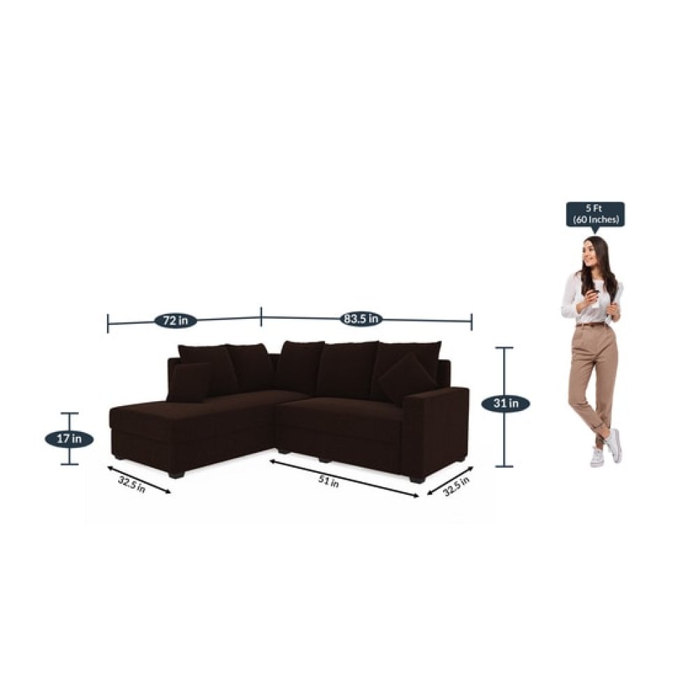 Jordan Fabric RHS Sectional Sofa in Brown Colour image