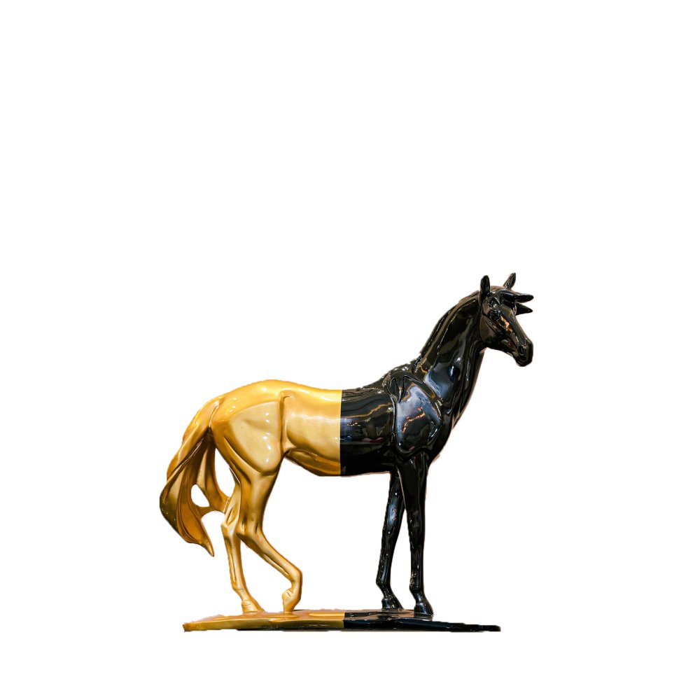 Chivalrous Cavallo Horse Sculpture black gold image