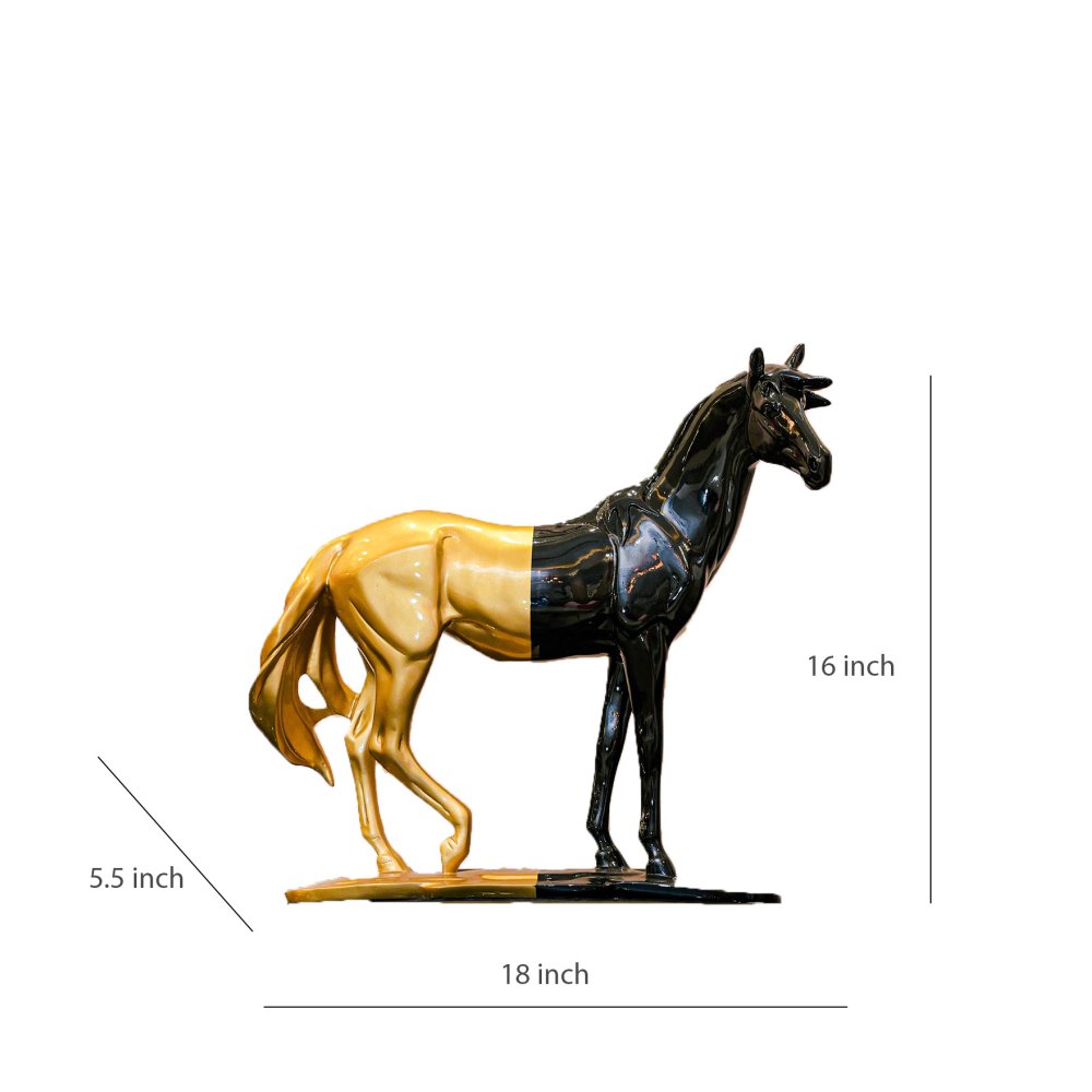 Chivalrous Cavallo Horse Sculpture black gold image