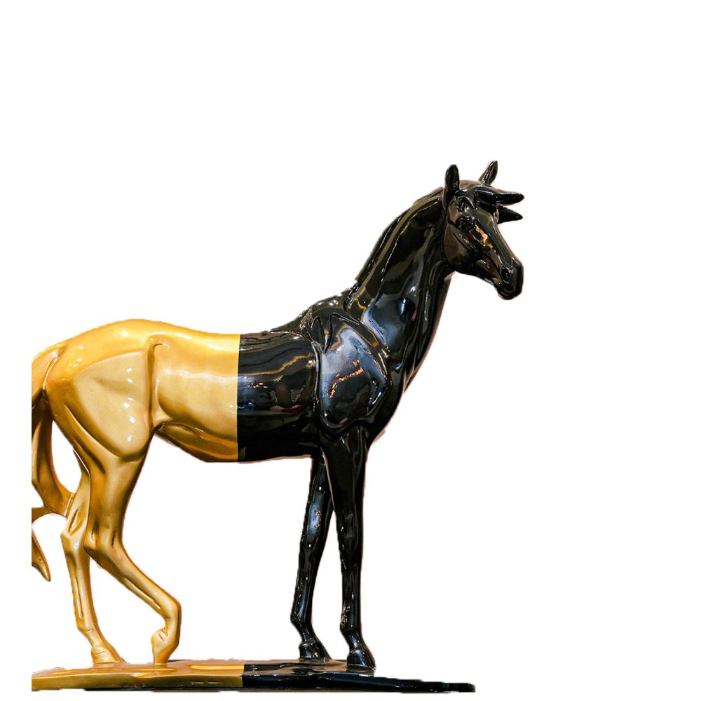 Chivalrous Cavallo Horse Sculpture black gold image