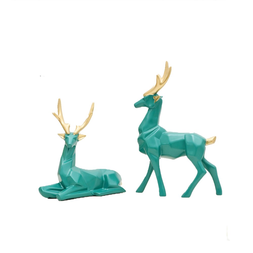 Artistic Deer Soothing Green Pair - Set of 2 image