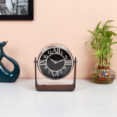  Genuine Black Leather Table clock