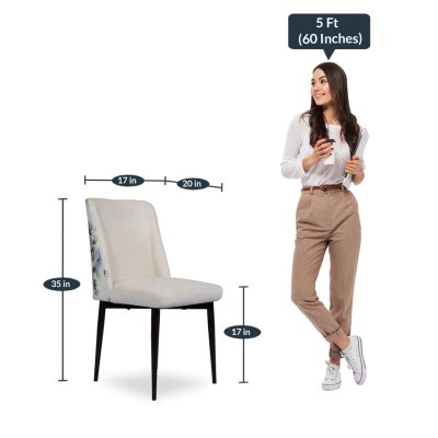 Emil Fabric Dining Chair In Cream Color image