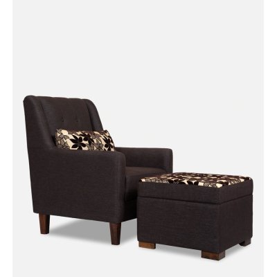 Otis Fabric Lounge Chair in Brown Color with Foot Stool image