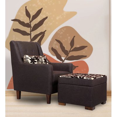 Otis Fabric Lounge Chair in Brown Color with Foot Stool image