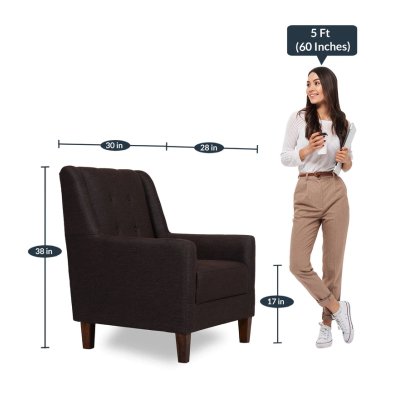 Otis Fabric Lounge Chair in Brown Color with Foot Stool image