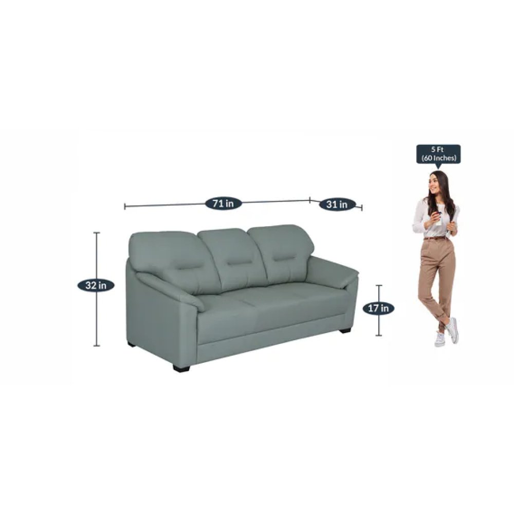 Croma Leatherette 3 Seater Sofa in Grey Color image