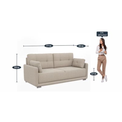Cedar Fabric 3 Seater Sofa in Beige Color image