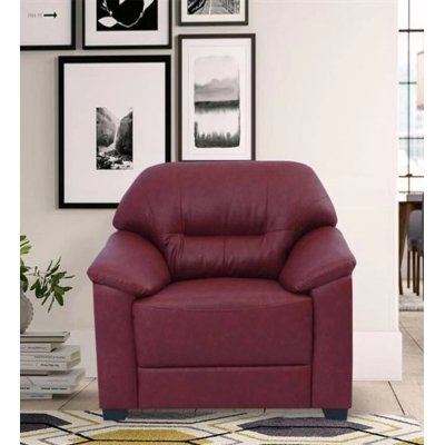 Croma Leatherette 1 Seater Sofa in Cherry Color