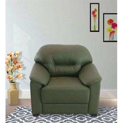 Croma Leatherette 1 Seater Sofa in Olive Green Color