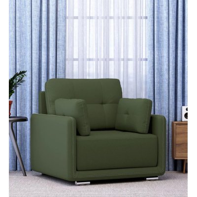 Cedar Leatherette 1 Seater Sofa in Olive Color